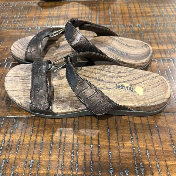 Orthaheel Layla II copper brown croc slides sandals 11 42 - Picture 2 of 8
